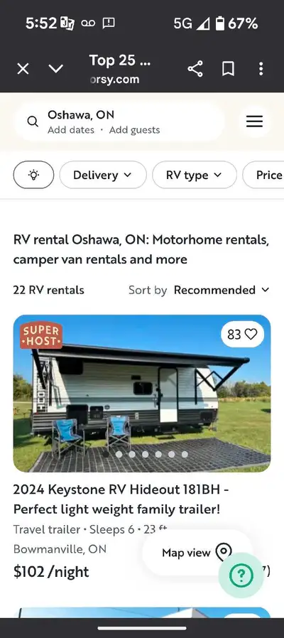 renting a 30-ft RV near Oka, Quebec, View more