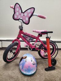 Disney Minnie Girls' 12" Bike, by Huffy + Disney frozen  helmet