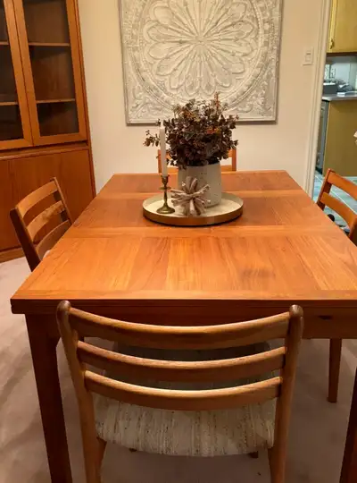 Mid Century Modern Teak Table and Chairs, View more