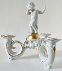 Antiquité 1950 Chandelier chérubin porcelaine art déco Allemagne