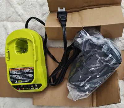 Ryobi 4.0 Ah battery with 18V Lithium-ion Charger, New, View more