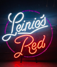 Vintage "Leinie's Red" Circle Neon Sign - Great Man Cave Item!