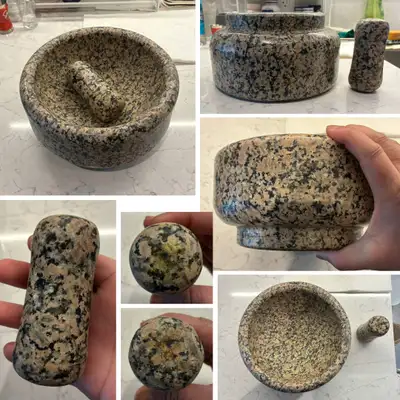 Natural Granite Mortar Pestle (Heavy Duty) 5 Cups (Flat Base), View more