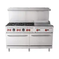 Brand new range 1/2 price - 6 Gas Burners + 24″ Griddle + 2 oven