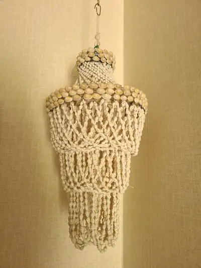 Cowrie shell hanging "lamp", View more