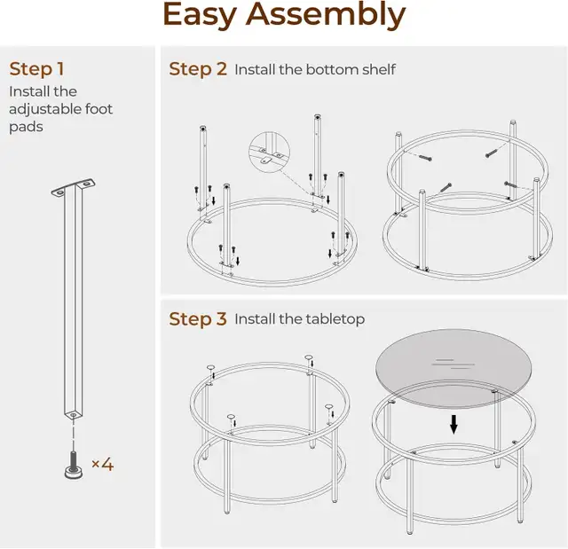 27.6" Round Glass Coffee Table, Small Coffee Table for Living Ro in Coffee Tables in Markham / York Region - Image 10