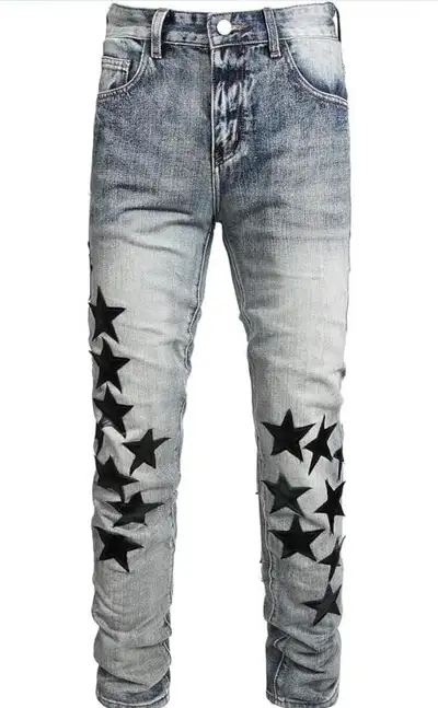 Men's motorcycle motorcycle washed distressed slim straight jean, View more