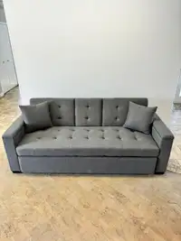 New Sleek Sofa Bed with Side Arm Rest Storage - Grey In Big Sale