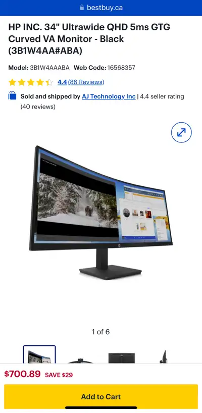HP M34d - LED monitor - curved - 34" - 3440 x 1440 WQHD @ 100 Hz, View more