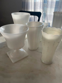 Vintage Milk Glass Lot- variety of vases and styles