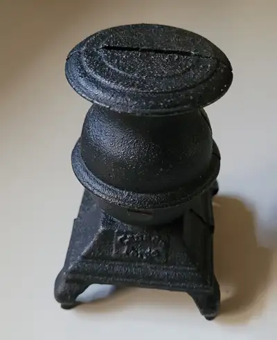 Vintage Canada Forge Cast Iron Mini Pot Belly Stove Salesmen, View more