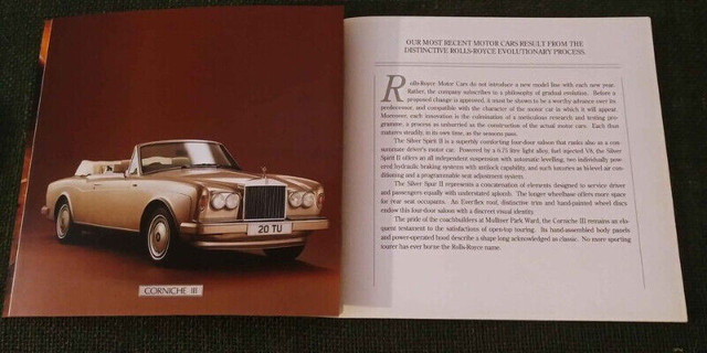 Rolls Royce 1989 Original car sales brochure,in Penticton in Other Parts & Accessories in Penticton - Image 2