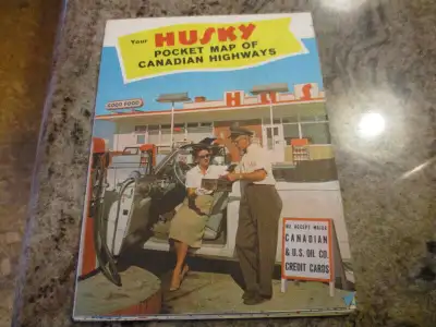 1960 HUSKY OIL & GAS CANADIAN ROAD MAP $20. MANCAVE DECOR, View more