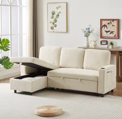 Sectional Sofa with Pull-out Trundle and Storage Chaise, View more