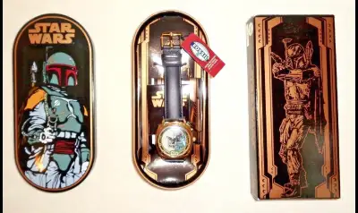 STAR WARS FOSSIL Fossil Watch - BOB FETT - RARE GOLD Style Genuine Leather Strap Limited Edition Siz...
