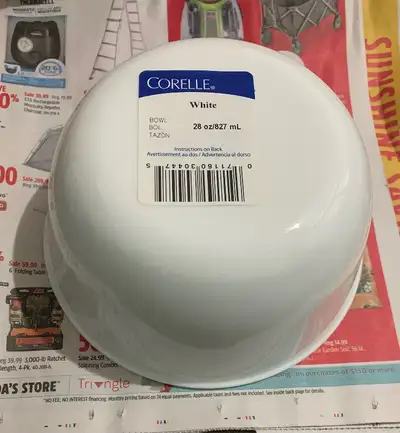Corelle White Bowl, 28oz Round, New, never used., View more
