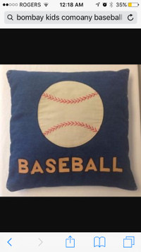 Bombay Kids baseball pillow -$20