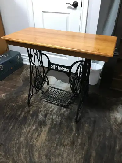 Antique Singer Sewing Machine Table Wood Top, View more