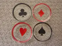Set of 4 vintage glass poker ash trays (Federal Glass Company)