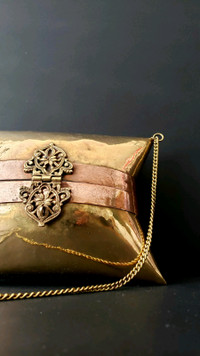 Vintage 1930 Brass/ copper pillow purse/ bohemian clutch handbag