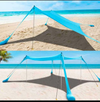 COMMOUDS 10x 10 Beach Tent Canopy with 4 Aluminum Poles, UPF50+ 