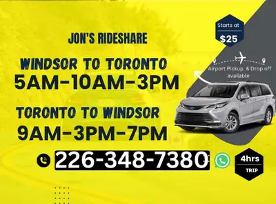5AM, 10AM, 3PM,   》WINDSOR TO TORONTO / EVERYDAY , View more