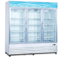 Omcan 78” 3 door swing glass refrigerator