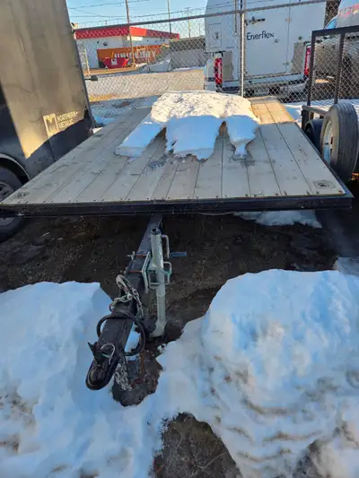 Selling my flat deck trailer. No longer need. Trailer is 12ft x 8ft. Trailer is balanced for easy mo...