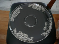 Title: Mid century Silver Overlay Glass Serving Plate