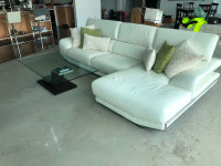 Authentic White Italian Leather Sectional & Euro Coffee Table