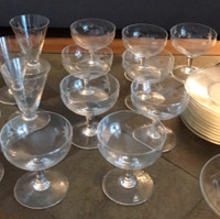 9 Vintage Crystal Champagne Glasses