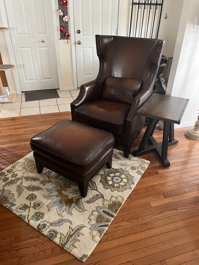 Upholstered Faux Leather Armchair & Ottoman plus… Chairs & Recliners