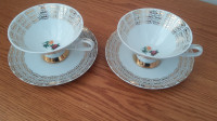 Matched tea cup set - Made in Germany- solid gold edging