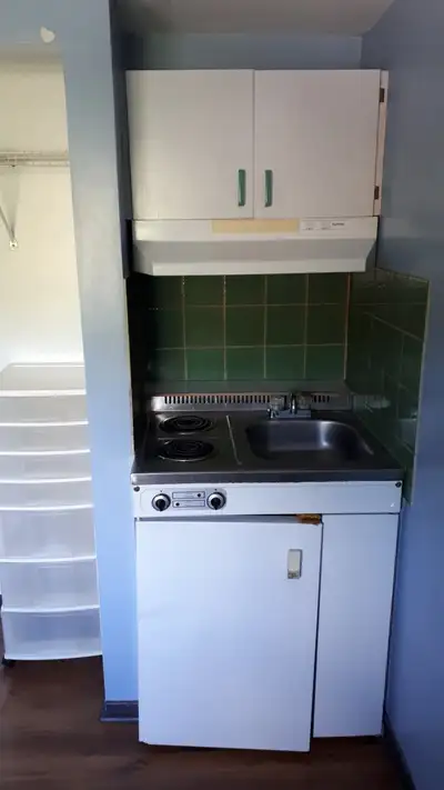 Room with a private:kitchenette,appliances,door lock,furnished