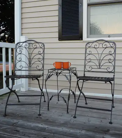 Outdoor Black Cast Iron Folding Chairs, View more