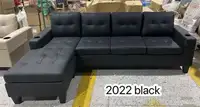 Brand new black faux leather sectional sofa on sale 