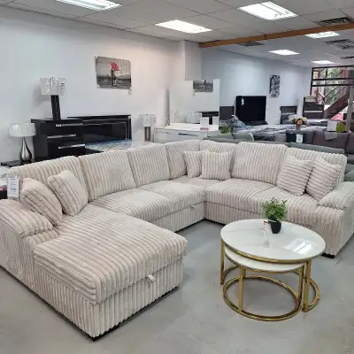 Canapé-lit sectionnel Wyatt (beige , gris )!!!, View more