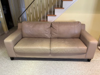 Beige Leather Sofa Couch