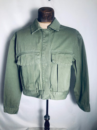 Womens Green Denim Jacket. Zara. Size Large
