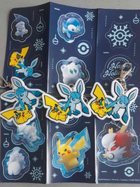Pokemon Christmas 2023 keychains and stickers