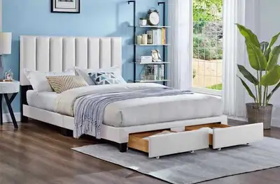 Upholstered Bed with Drawers, View more