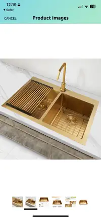 kitchen double sink gold colour