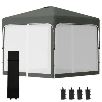 Outsunny 10' x 10' Pop Up Gazebo, Foldable Canopy Tent with Carrying Bag with Wheels, 4 Leg Weight B...