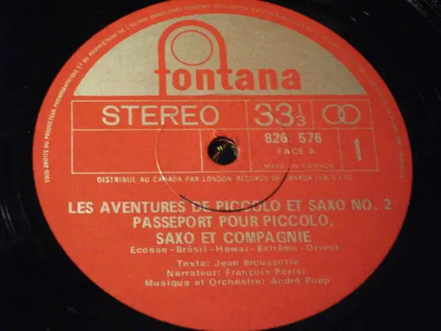 Piccolo et Saxo - Passeport pour Piccolo Saxo (1969) LP vinyle in CDs, DVDs & Blu-ray in City of Montréal - Image 4