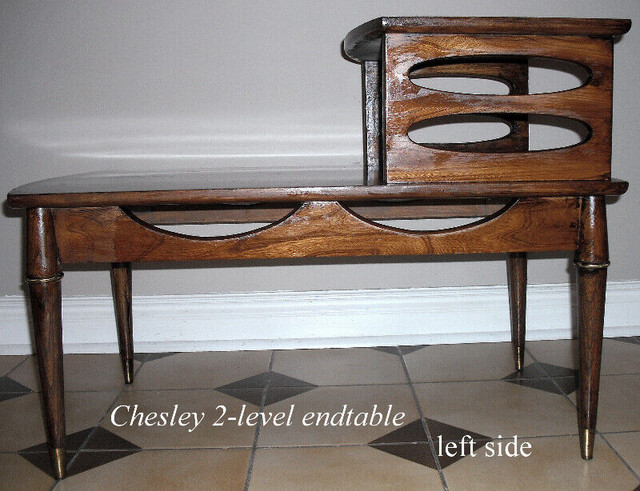 Vintage mid-century end table, 2 tiers, solid walnut, Canada in Arts & Collectibles in City of Toronto - Image 3