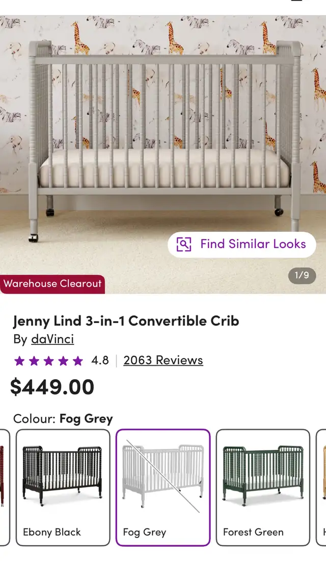 Crib by Jenny Lind with NEW Toddler Rail in Cribs in Mississauga / Peel Region - Image 7
