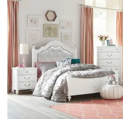 White Bedroom Set – Double Bed + 2 Nightstands princess vintage, View more