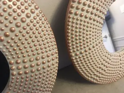 2 Vintage Retro 70s 80s Round Gold Tone DISTRESSED WALL MIRRORS, View more