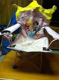 Silver Circle Mirror & Disney princess folding chair