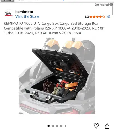 KEMIMOTO 100L UTV Cargo Box Polaris, View more